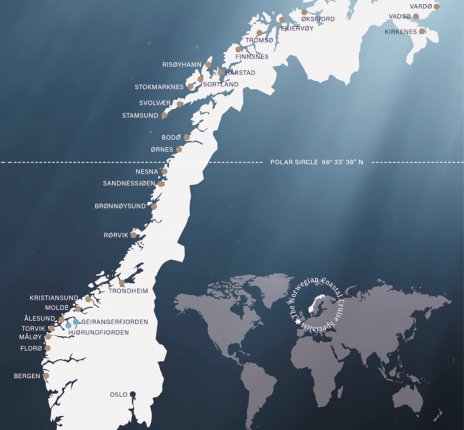 Havila Voyages - Karte Reiseroute © Havila Kystruten